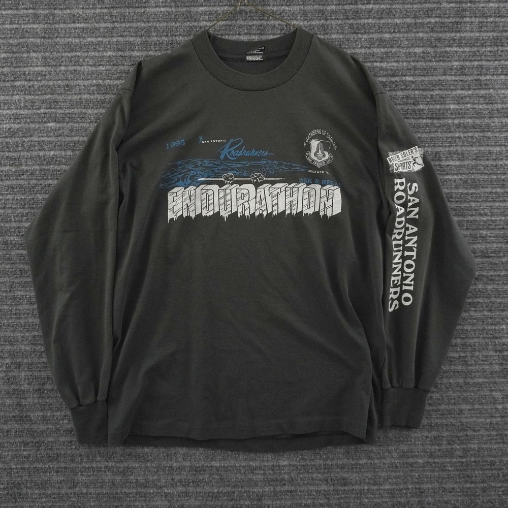 Vintage 90s San Antonio Endurathon Shirt L Black Long Sleeve Graphic Military